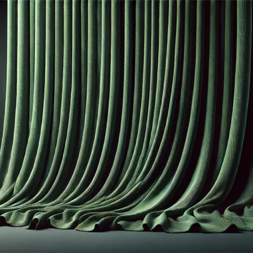 DALL·E 2024-11-04 19.12.10 - A very close-up view of a deep green, elegant curtain, with natural folds and a rich, darker green color. The curtain texture fills the entire frame,